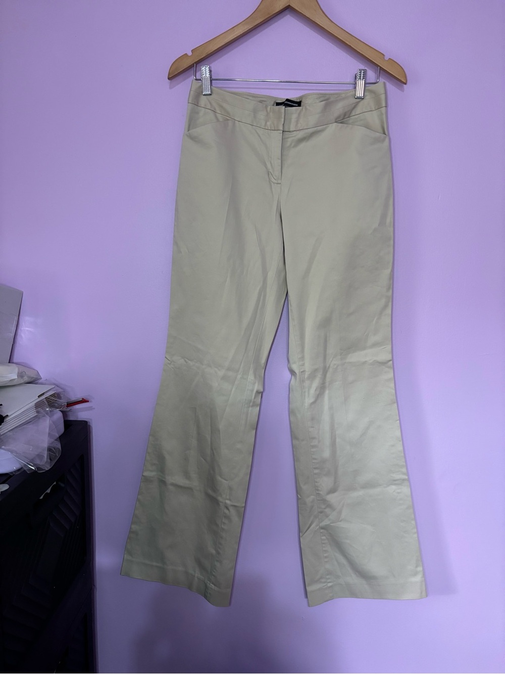 Express Women's Light Cream Boot-Cut Pants